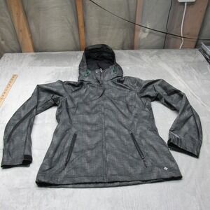 Columbia Jacket Women Medium Gray Striped Waterproof Full Zip 3in1 Shell Snow